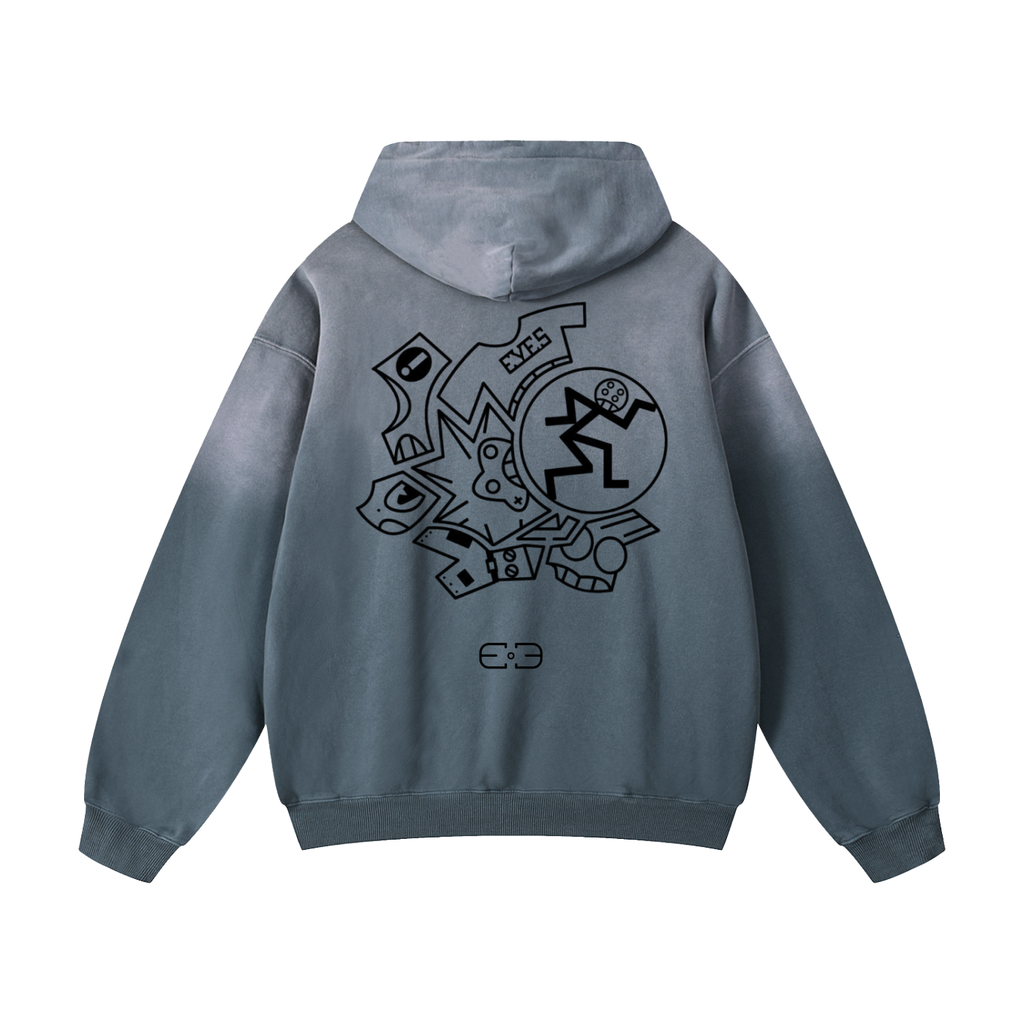 Gray Heavyweight Sunfade Oversized Hoodie